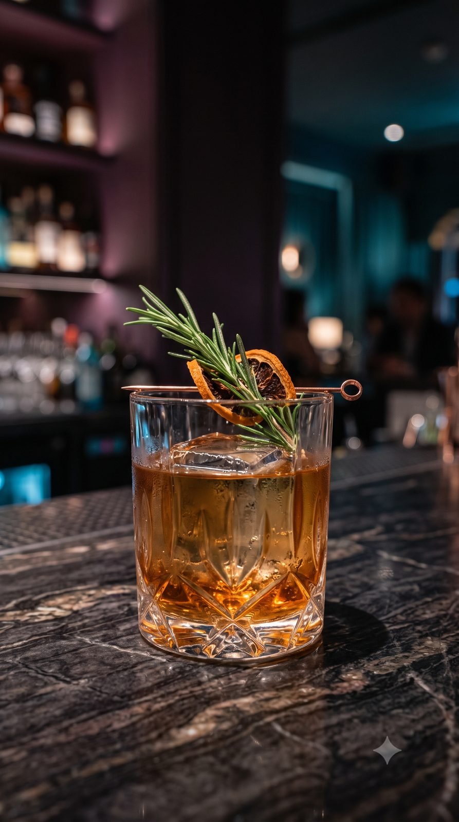 Drink autoral da Lúmen em copo de cristal